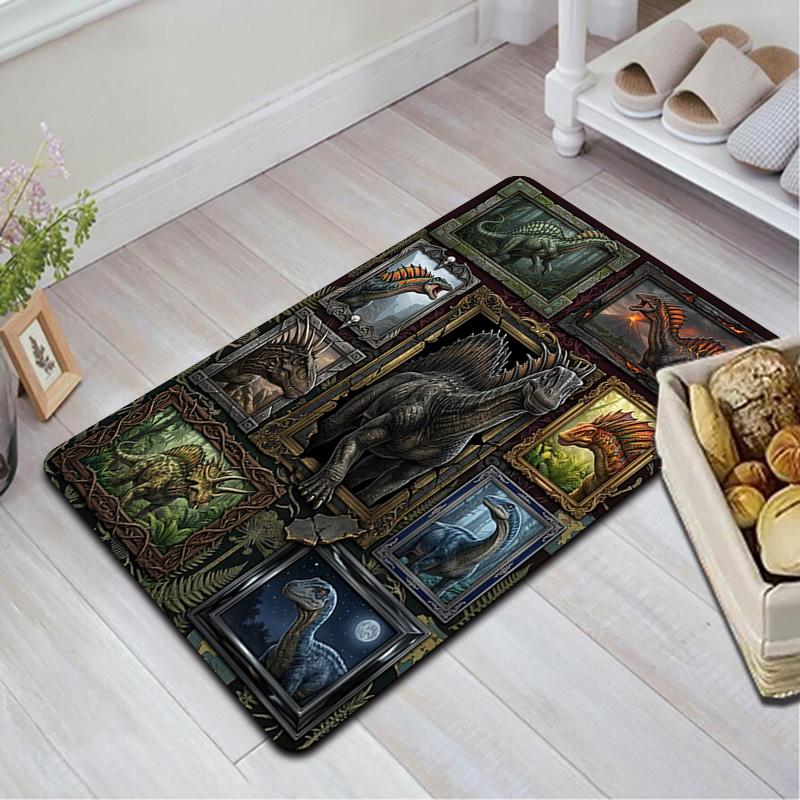 Dinosaur Gallery Pattern Rug Floor Mat for Living Room or Bedroom Soft and Comfortable Carpet a Gift for Birthday and Holiday.