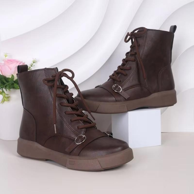 Fashion Plus Size Ankle Boots Ladies Shoes 2024 Winter Modern Women's Boots Casual Women Buckle Round Toe Low Heel Side Zip Shoes Women
