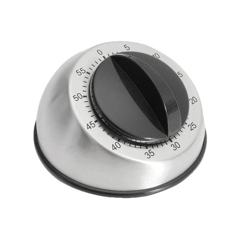 60-Minute Mechanical Kitchen Timer, Black, Stainless Steel, Chain Winding