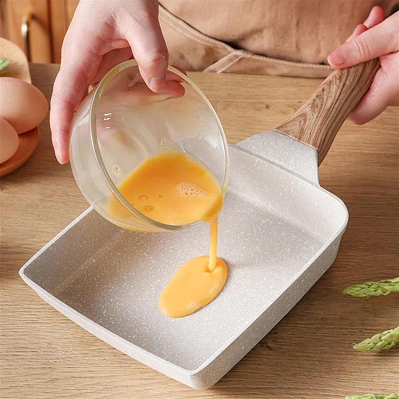 Japanese Rectangular Non Stick Frying Pan, Pan Non Stick Wheat Rice Stone Frying Pan, Anti Scalding Handle, Small Frying Pans