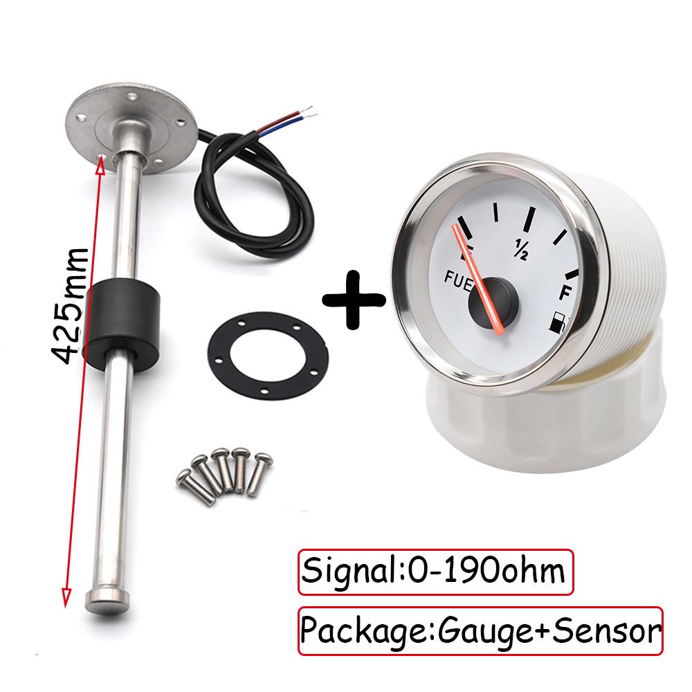 100-500mm Stainless Steel Marine Fuel Level Gauge Sensor Fit Boat Car Fuel Level Gauge Meter 0-190 ohm with Red Light Custom