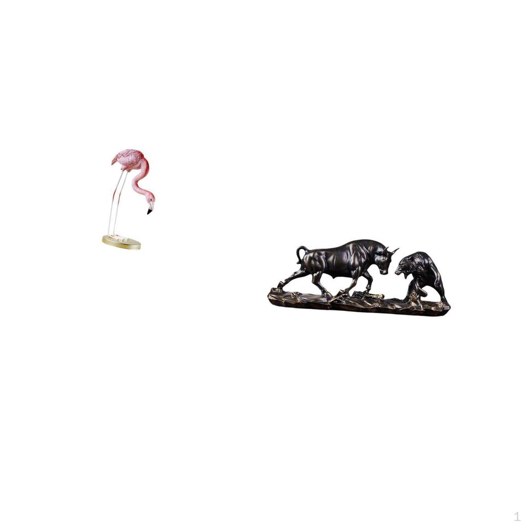 Flamingo Resin Statue Bird Sculpture Home Decor Fireplace Modern Art Garden Figurine with Metal