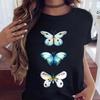 Women's Butterfly Tree Printed Harajuku Summer T-shirt Casual Round Neck Short Sleeve Top T-shirt Fashion Versatile Clothing
