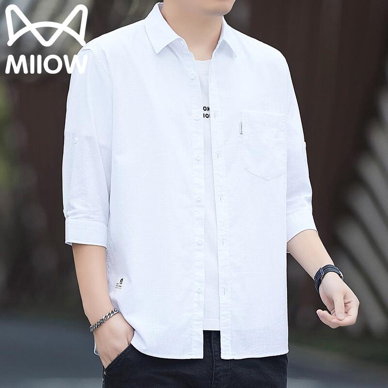 Miiow Men s Short-Sleeve Cotton Lapel Casual Shirt L