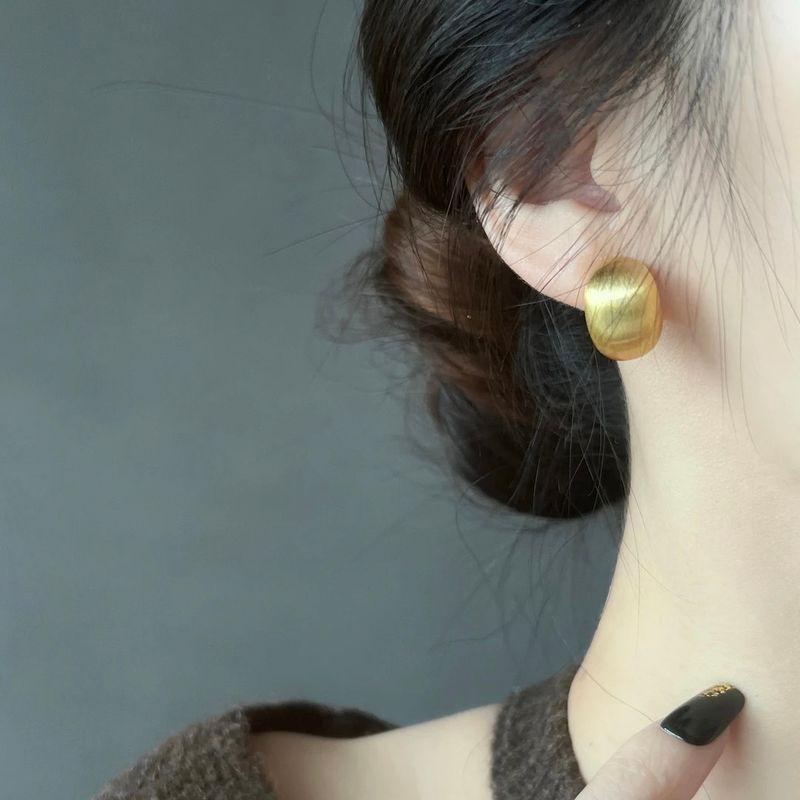 925 Silver Pin Earrings Gold Brushed Pea Accessible Luxury Classy Easiest for Match Earrings Frosted Metal Ball Earrings
