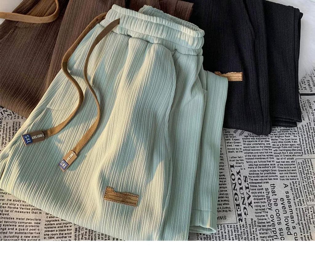 2024 Summer Unisex Ice Silk Wide-Leg Pants - Loose, Trendy Korean Style