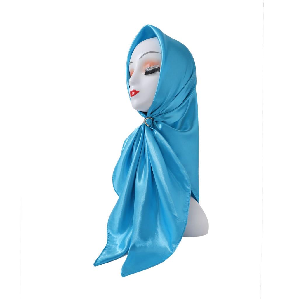 Fashionable New Versatile Headscarf Large Square Scarf Solid Color Scarf Women'S Simulated Silk Satin Scarf