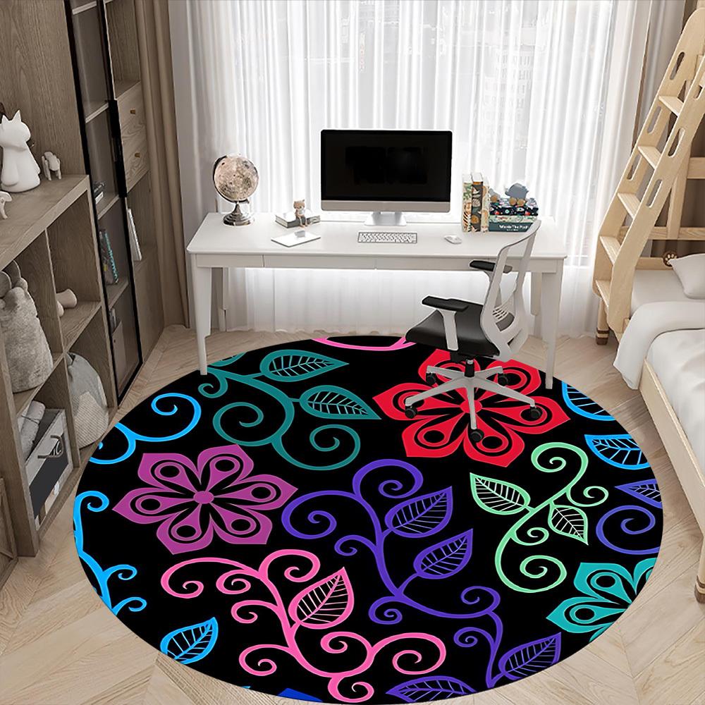 1PC Floral Pattern Chair Carpet for Office, Indoor Non-Slip Washable Carpet, Soft Comfortable Mat For Office Room yy250930241