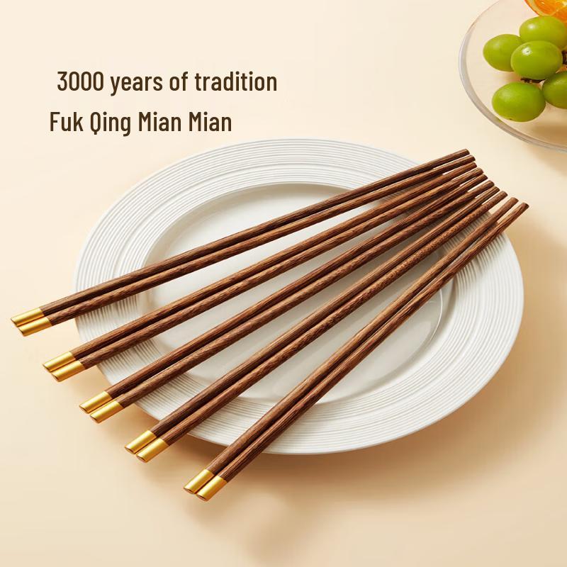 COOKER KING Premium Wenge Wood Chopsticks - 10 Pairs Set