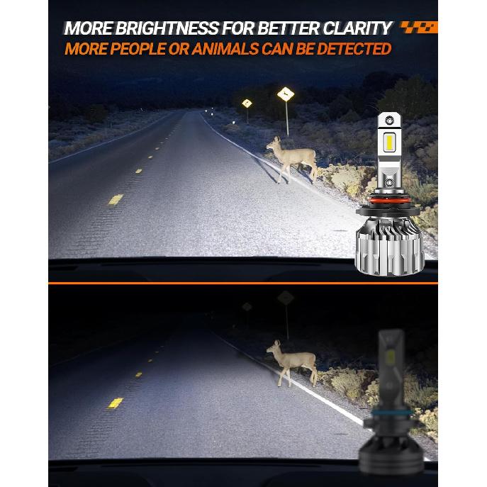 SEALIGHT 9005/HB3 9006/HB4 Bulbs Combo 66,000LM Ultra-Bright 6500K White 9005 9006 Light Bulbs with Cooling Fan, S6 HB3 HB4 Driving Fog Spot Light