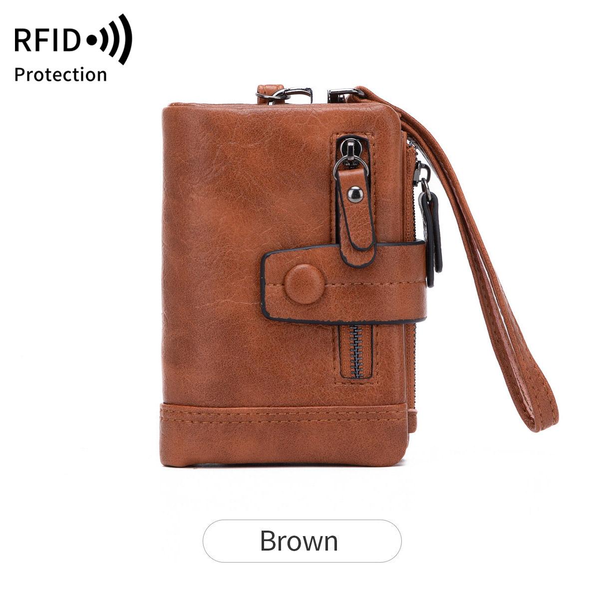 

Fashion Women s Wallet RFID Shielding Multifunctional Buckle Zipper Design Short Coin Purse PU Leather Card Holder