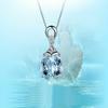 Fashionable Women's Simple and Personalized Sea Blue Zircon Pendant, Versatile Party Creative Necklace