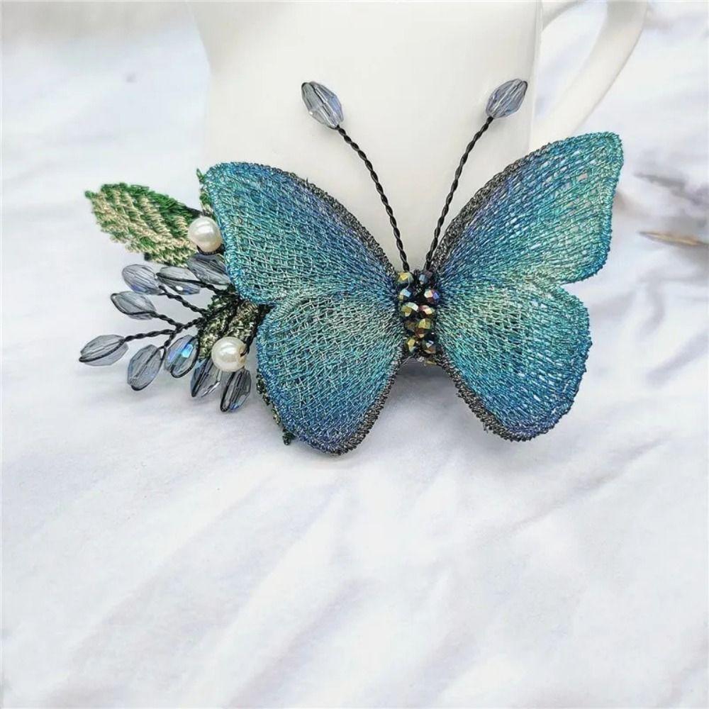 

Hair Decoration Embroidered Butterfly Hair Clips Colorful Rhinestone Bobby Pins Hair Barrette Girl