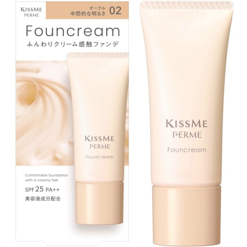 

Kiss Me FERME Foun Cream 02 Ocher Medium Brightness 17g Легкая тональная основа Smooth Beautiful Skin Cream Foundation SPF25 PA++