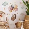 Cartoon Hedgehog Hot Air Balloon Wall Sticker Self-Adhesive Removable for Bedroom Commercial Places Home Decoration