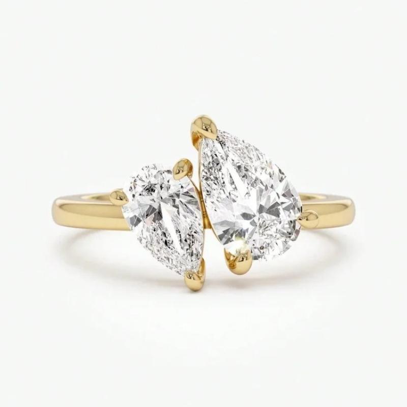 925 Sterling Silver Sparkling Water Drop Interweaving Dazzling Clear Pear CZ Finger Rings For Women Gift Wedding  Fine Jewelry