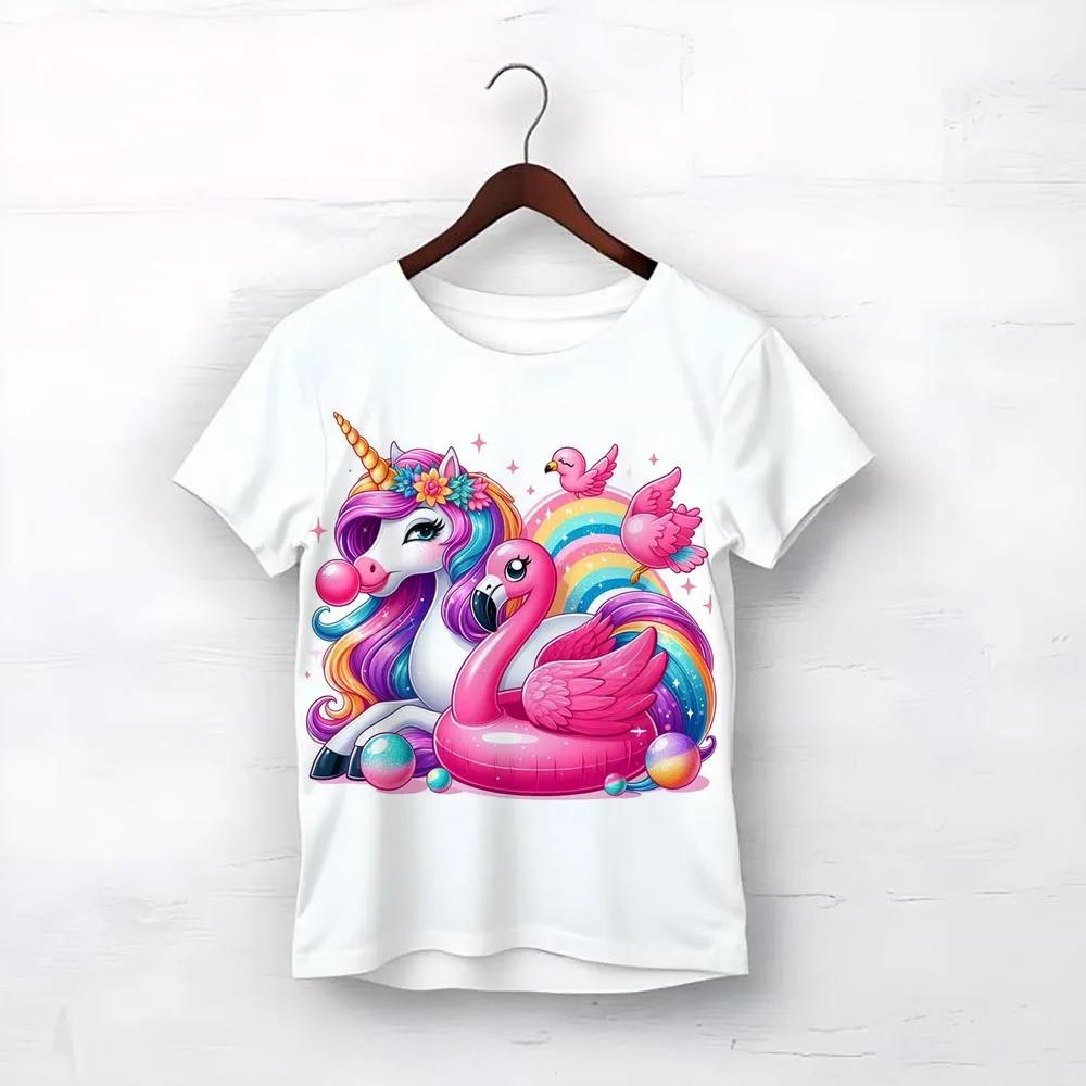 Vysoce kvalitní tričko Smile Unicorn Růžová trička pro dívky Léto 2025 Dětské oblečení Nejlepší dárek k narozeninám pro miminko Dětské topy