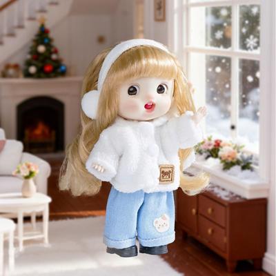 Modische OB11/BJD 1/12 Puppen-Baumwolljacke mit wechselbaren Outfits & Mehrgelenk-Beweglichen Teilen