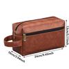 Men Leather Travel Storage Bag Business Shaving Cosmetic Bag Portable Toiletry Bag Large Capacity Organizer Handheld Wash Bag