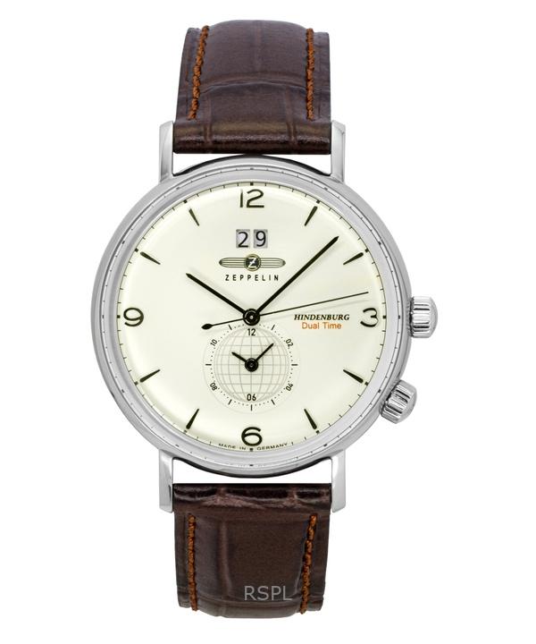 

Zeppelin Hindenburg Коричневый кожаный ремешок Бежевый циферблат Кварцевые 80445 Мужские часы бежевый