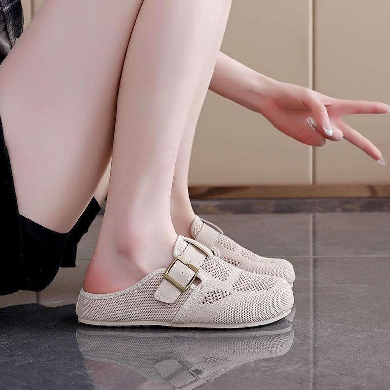 Fashion Shoes Woman 2025 Female Slippers Cover Toe New Rubber Soft Summer Flat Slides Shoes Ladies' Slippers Slipers Women Cover Toe Sum