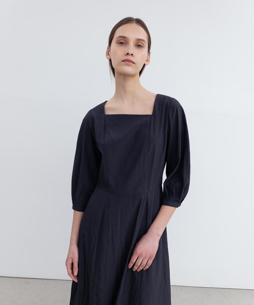 Rie Square Neck Puff Sleeve Dress Wb