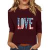 Women's Print Round Neck Top With Three Quarter Sleeves T-Shirt Three Quarter Sleeves T-Shirt