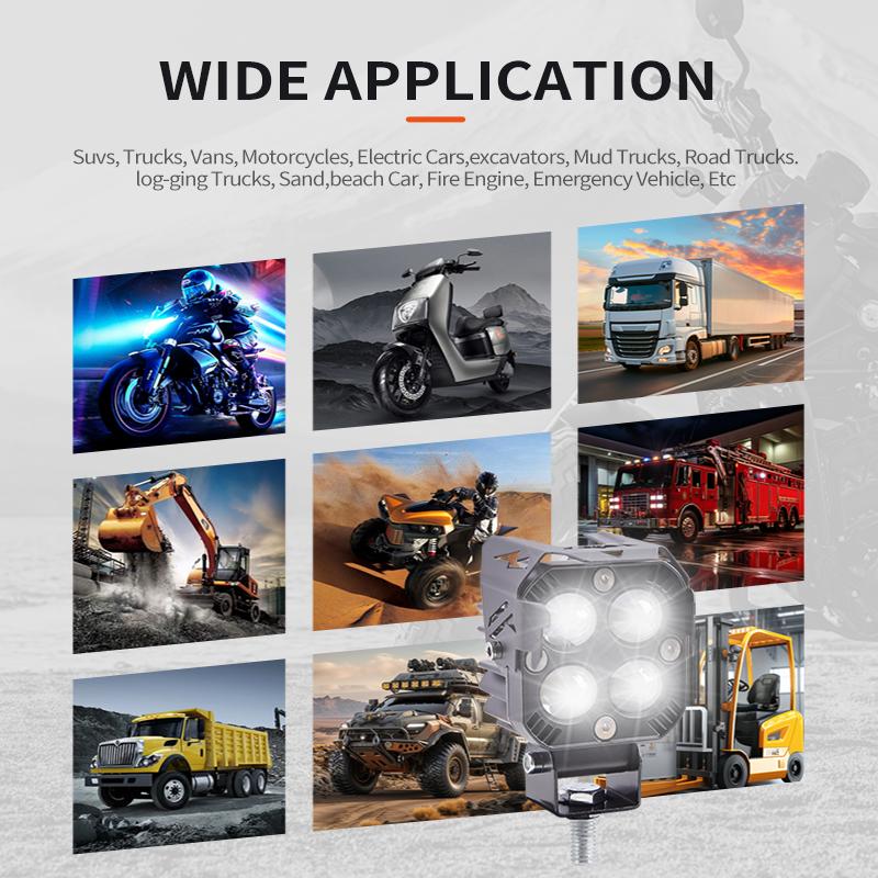 Weiß Gelb Arbeitslicht Zweifarbige LED-Strahler Zusatzlampe 3000K 6000K LED-Fahrlichter für Motorradauto Offroad-LKW