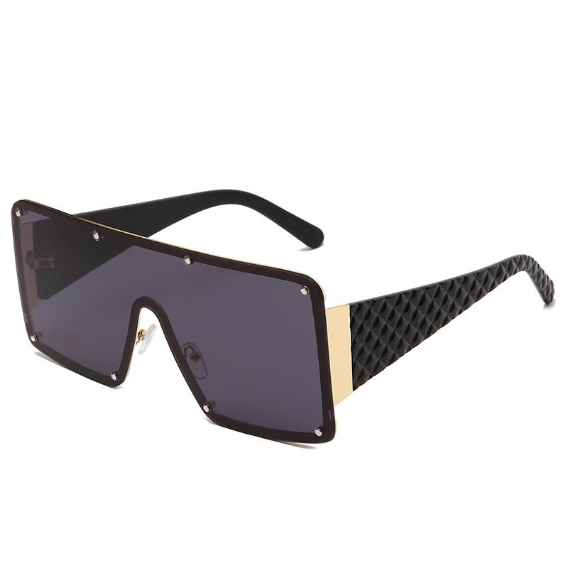 NWOGLSS 58287 Colorful Metal Square Oversized Fashion Conjoined Sunglasses