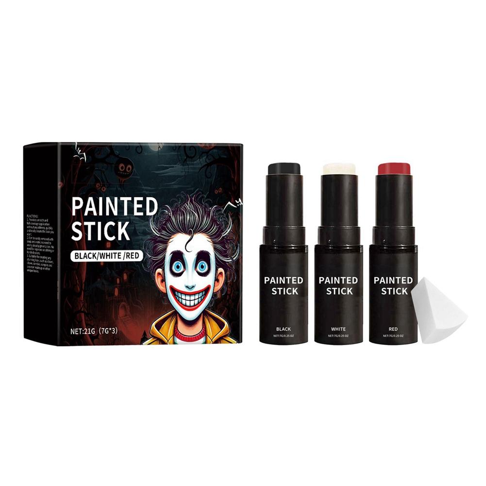 

Набор стиков для рисования на лице и теле на Хэллоуин Черный/Белый/Красный