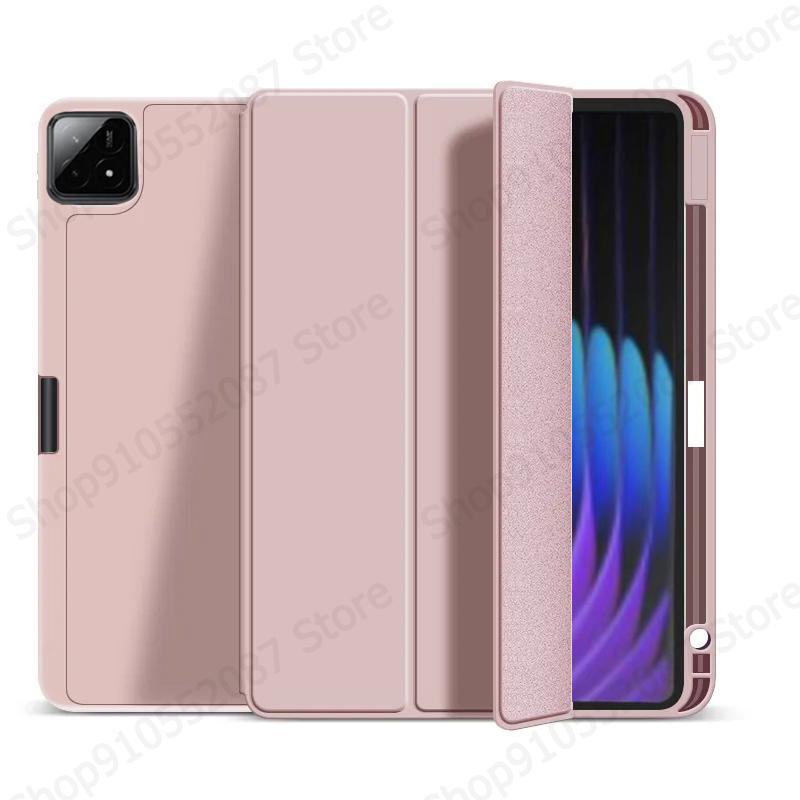

Чехол для Xiaomi Pad 7 с держателем для ручки Тройной из ПУ кожи Мягкая задняя крышка-подставка для Xiaomi Pad 7 Pro Mi Pad 7 Чехол 11,2 дюйма For Xiaomi Pad 7 Pro розовый
