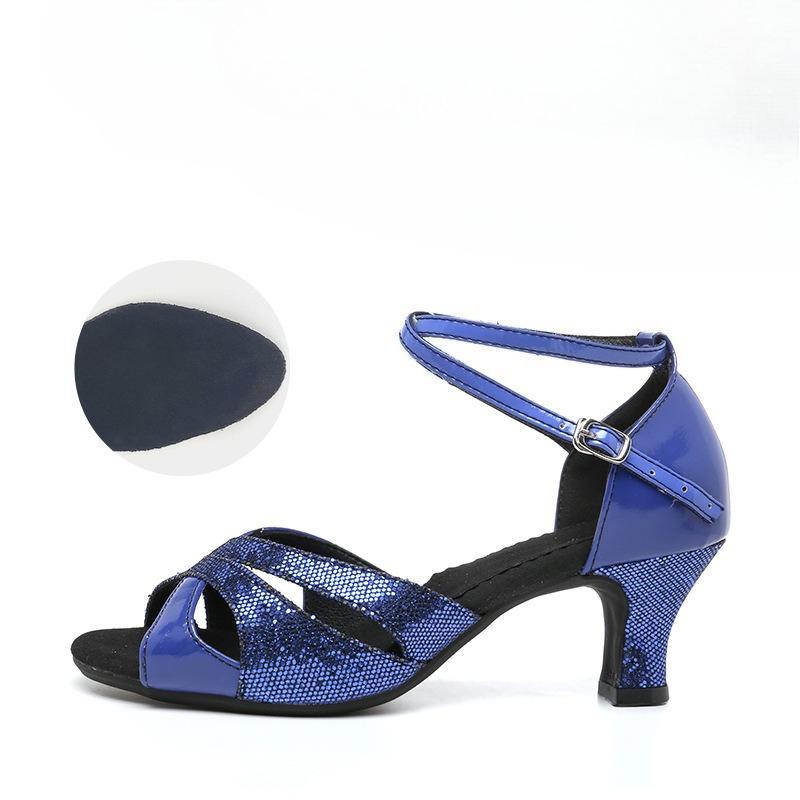 

Women s Sequin Latin Dance Shoes 5cm/1.97in Rubber Sole Tango Low Heel Dance Shoes 42
