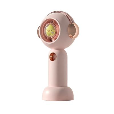 Portable Handheld Misting Fan Cute Cartoon USB Rechargeable Personal Fan for Outdoor Indoor Pink