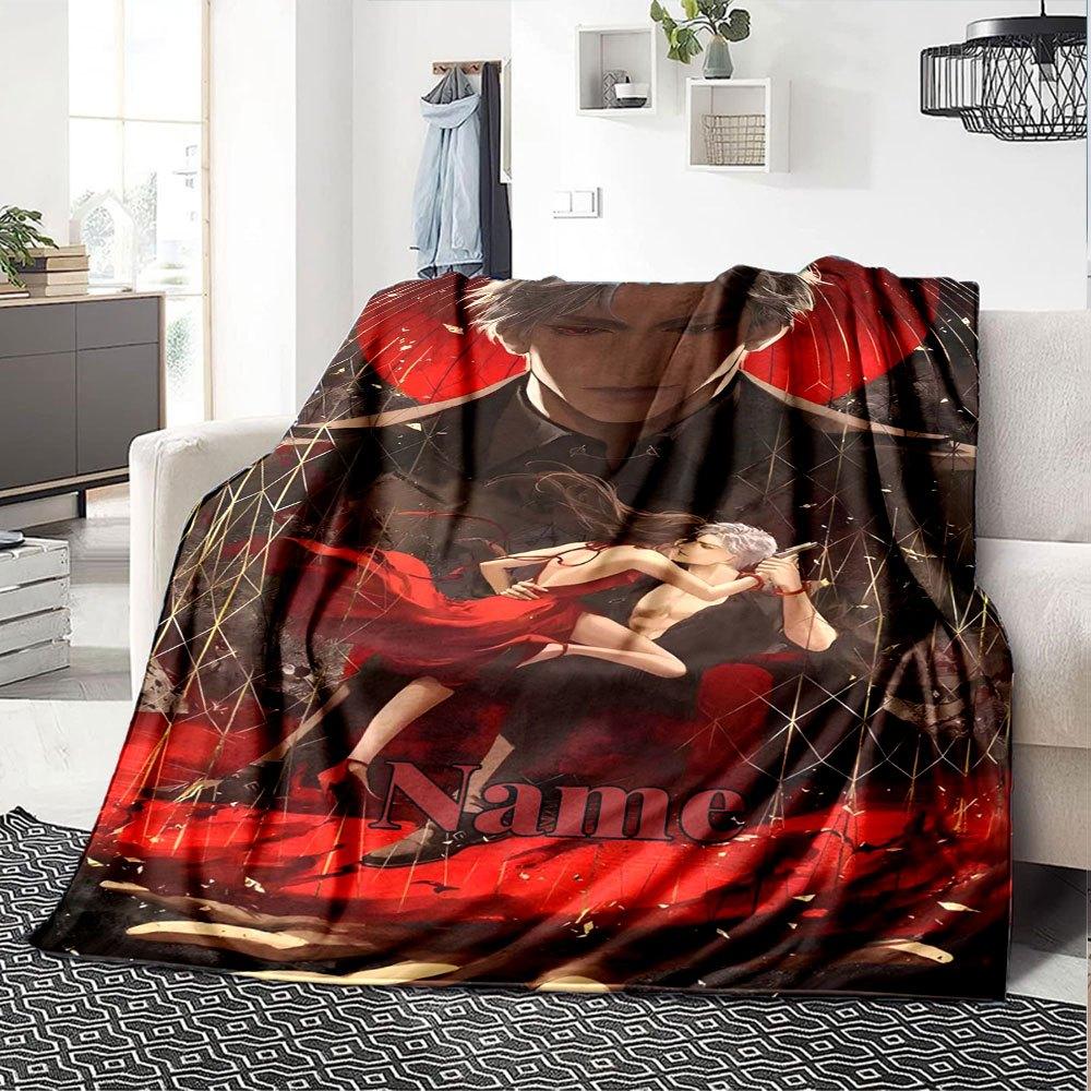 Passionate Embrace In Red Cozy Customizable Blanket Personalized Name Ultra Soft Throw For Sofa Couch Office Bed Picnics For All Occasions Warmthful