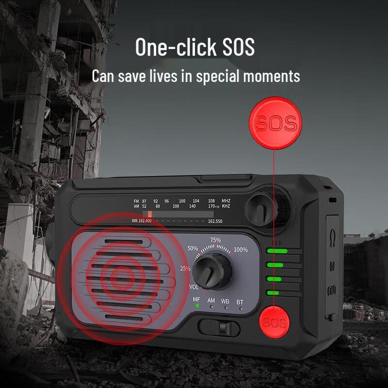 Emergency Hand-Crank Solar Flashlight Radio