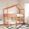VidaXL Bunk Bed with Roof Wax Brown 75x190cm Solid Pine Wood, Bed, Bed Frame, Loft Bed, Bedroom Furniture, 3282051