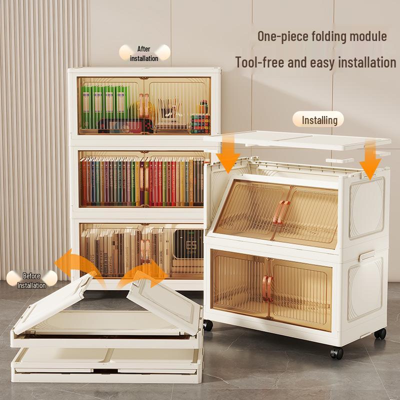 Premium Foldable Toy & Clothes Storage Cabinet - No Assembly, Multi-Layer, Large Capacity