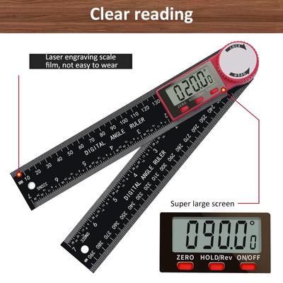 2-in-1 Digital Protractor Angle Ruler Goniometer 360 Degree Plastic/Stainless Steel Protractor Woodworking Measuring Tool
