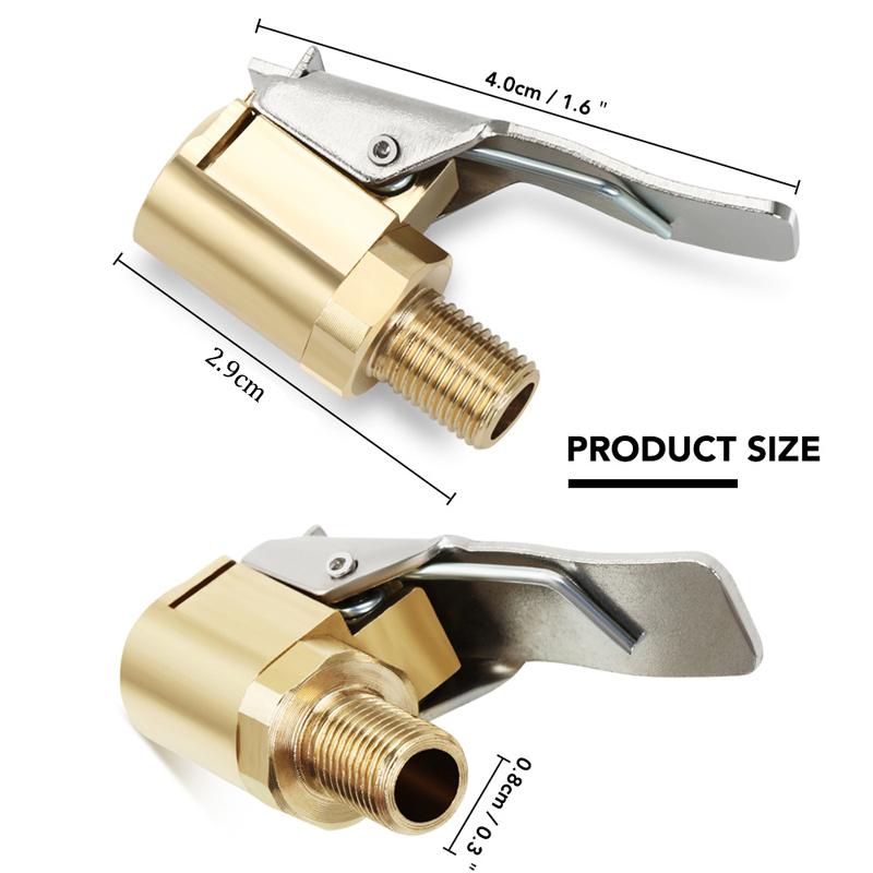 Car Auto Brass 8mm Tyre Wheel Tire Air Chuck Inflator Pump Valve Clip Clamp Connector Adapter Car Accessories For Compressor Stem Caps1