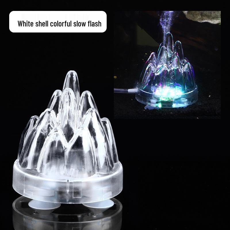 Siebenfarbige LED-Aquarium-Vulkanleuchte mit Luftstein-Blaseneffekt