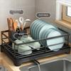 Carbon Steel Dish Drying Rack Drainer Tray Plates Organizer with Drainboard  Household