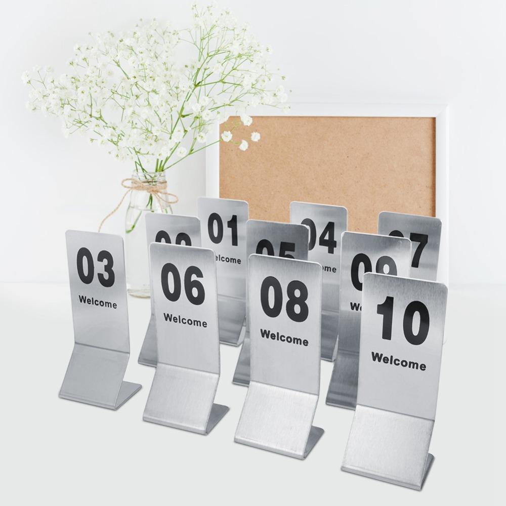 10pcs Stainless Steel Table Number Props Silver Table Cards Table Number Signs  Reception Seating