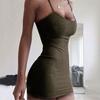 Dress Sexy Slim-fit Solid Color Women Suspender Dress for Party