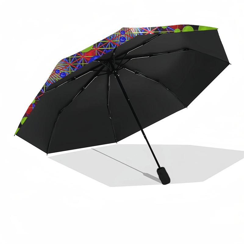 1pc Geometry Mandala Automatic Folding Umbrella, Portable Collapsible Design, 8-Rib Iron Frame, Outdoor Accessory yy250905081