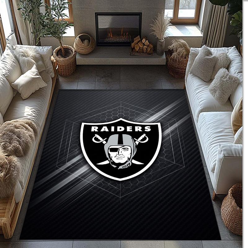 Tappeto in velluto di cristallo Las Vegas Raiders Morbido Anti?Tappetino Antiscivolo Comodo per Casa Soggiorno Camera da Letto Tappeto Decorativo