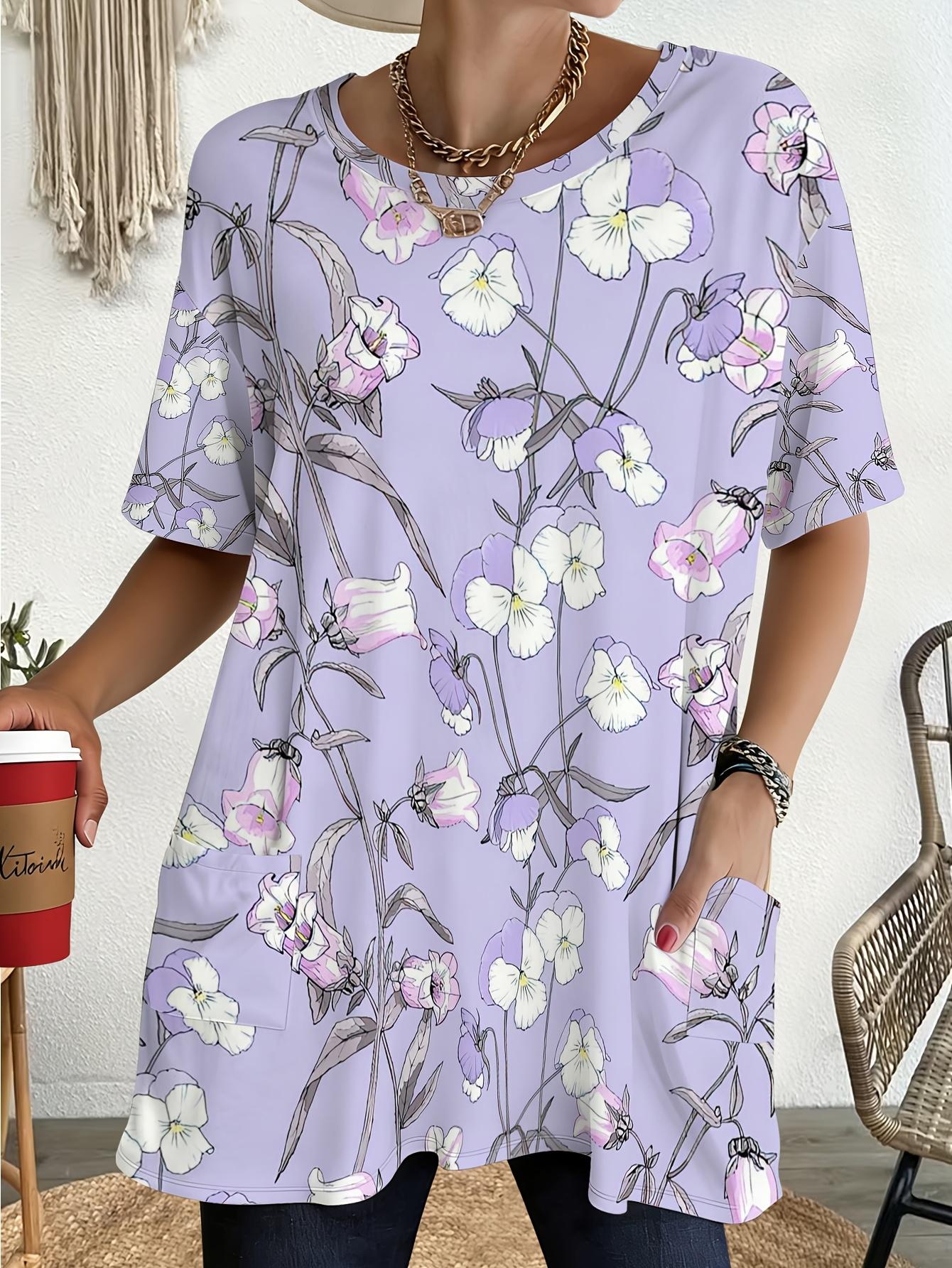 Summer Women s Round Neck Pocket Short Sleeve T-Shirt S