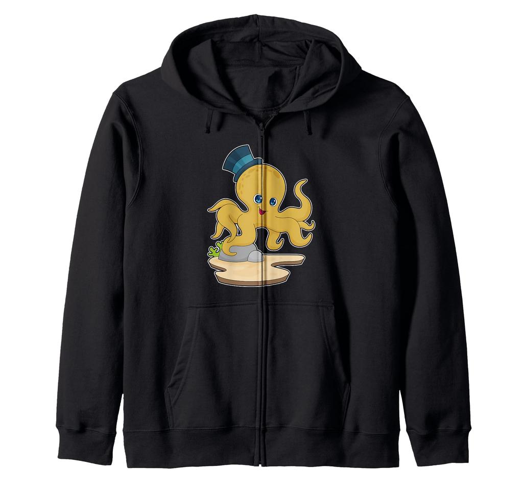 Octopus Hat Zip Hoodie Men's