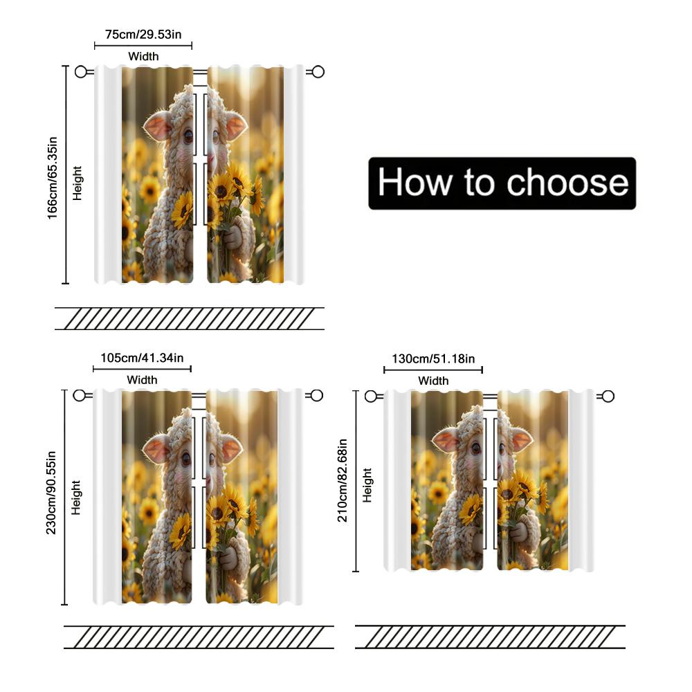 Filtering Curtains Excluding Rods Non Movable Without Batteries Catton Sheep Use Bedrooms Living Rooms Set Of 2 Made Polyester Room Decor
