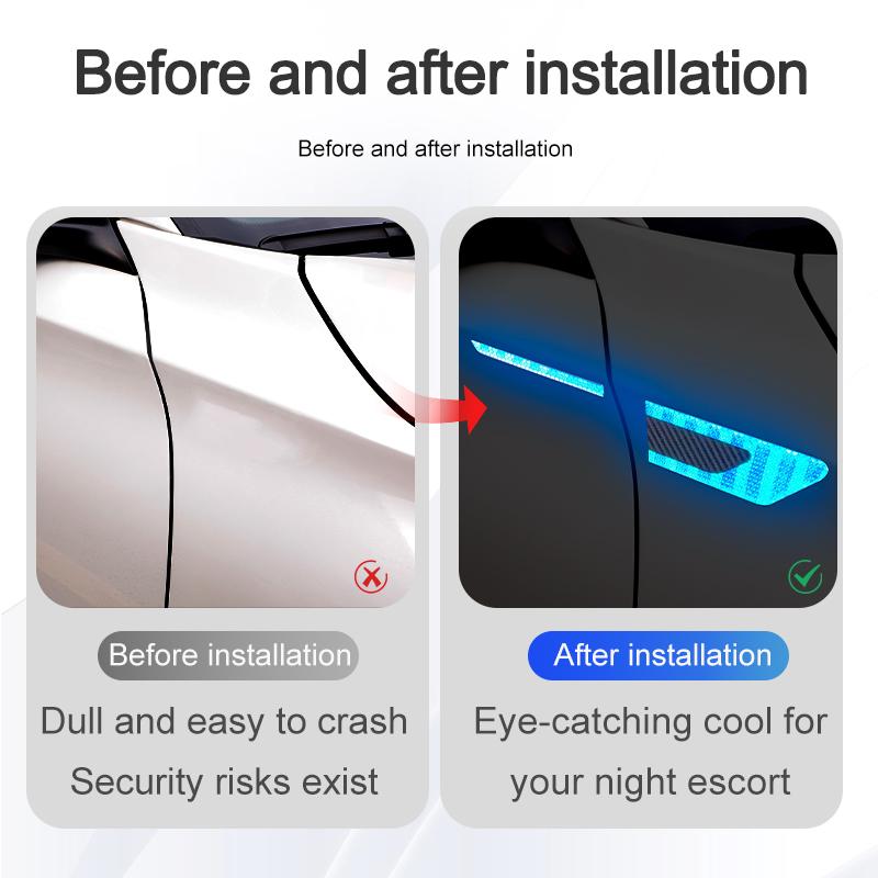 2Pcs/Set Car Reflective Auto Truck Safety Warning Tape Car Door Protector Bumper Anti-collision Strips Secure Reflector Stickers