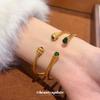 K Sand Gold Zircon Resin Gourd Open Bracelet New Chinese Retro Bracelet Light Luxury High-end Jewelry Women